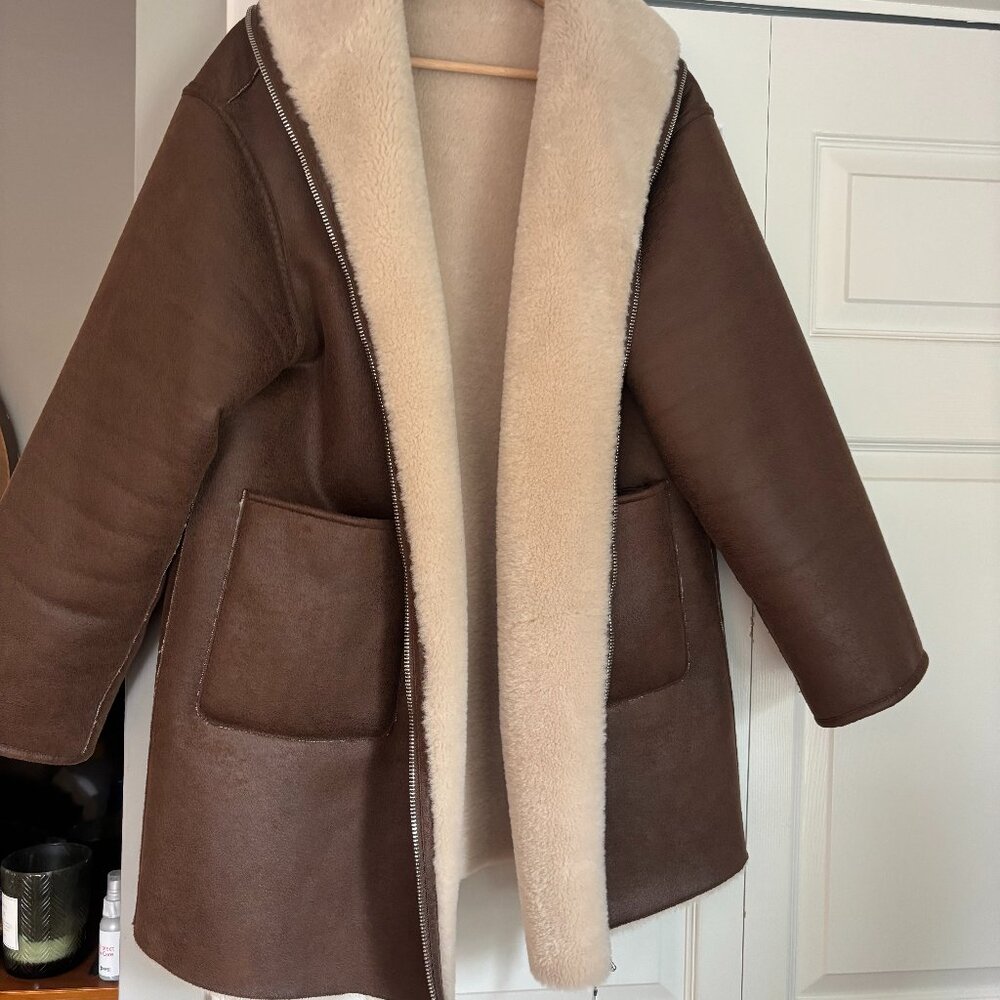 MANGO Reversible Faux Shearling-Lined Coat - Picture 9 of 10